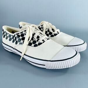 COMME des GARCONS Winter 2014 Size 9 Cream Black Polka Dot Canvas Sneakers